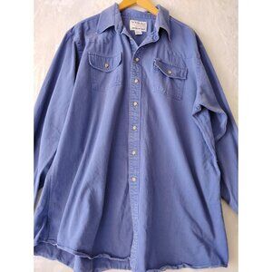 Schaefer Outfitter Mens Ranch Stone Twill Western Button Down Shirt 2XL Blue